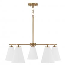 Austin Allen & Co - CA AA1040RE - 28"W x 8.25"H 5-Light Chandelier in Matte Brass and White