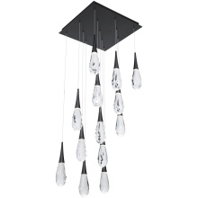 Schonbek Beyond BPD21213S-BK - Hibiscus 13 Light 120-277V Multi-Light Pendant (Square Canopy) in Black with Clear Optic Crystal