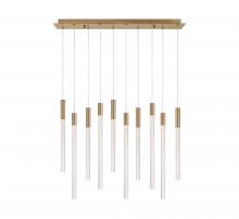 Lib & Co. CA 12274-037 - Gravina, 10 Light Rectangular LED Chandelier, Brushed Brass, Clear Crystal