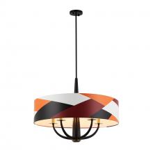 Varaluz 501P05BLSB - Patchwork 5 Light Pendant - Black/Satin Brass/Patchwork