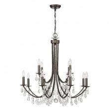 Crystorama 8829-VZ-CL-MWP - Bridgehampton 32'' Hand Cut Crystal Vibrant Bronze Chandelier