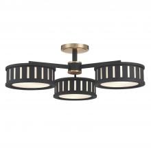 Crystorama KEN-8300-VG-BF - Kendal 29.25'' Vibrant Gold + Black Forged Semi Flush Mount
