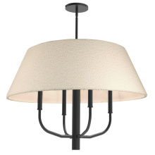 Dainolite DAL-244C-MB - 4 Light Incandescent Matte Black Chandelier with Boucle Fabric Shade