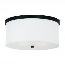 Capital Canada 2015MB-480 - 3-Light Flush Mount in Matte Black with White Fabric Drum Shade with Diffuser