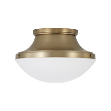 Capital Canada 261431AD - 14" W x 9" H 3-Light Teardrop Flush Mount in Aged Brass with Soft White Glass