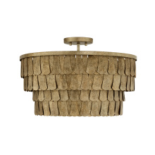 Capital Canada 361641AGO - 20.5" W x 14.5" H 4-Light Dual Mount Tiered Drum Pendant in Textured Ancestral Gold