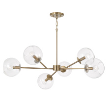 Capital Canada 461561AD-661 - 38" W x 14" H 6-Light Sputnik Chandelier in Aged Brass with Clear Glass Globes