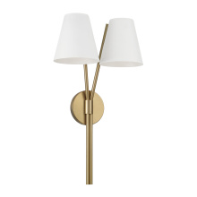 Capital Canada 660621AW - 12.5" W x 23.25" H 2-Light Wallchiere Double Sconce in Aged Brass with Matte White Metal Sha
