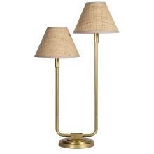 Regina Andrew 13-1691NB-RAT - Regina Andrew Polly Double Arm Table Lamp (Natural Brass with Rattan Shade)