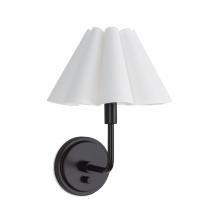 Regina Andrew 15-1241BB-WT - Regina Andrew Polly Sconce Single (Blackened Brass with White Scalloped Shade)