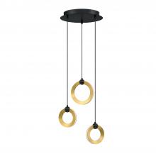 Kendal PF328-3LPA-BLK/BRS - Circols 3-Light LED Pendant Pan