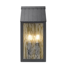 Artcraft AC8057BK - Point 3 Light Outdoor Wall Sconced, Black and Brass