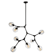 Artcraft JA14028BK - Organic 8-Light Black Chandelier with Clear Glass