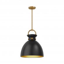 Alora Lighting PD411314AGMB - Waldo 14-in Aged Gold/Matte Black 1 Light Pendant